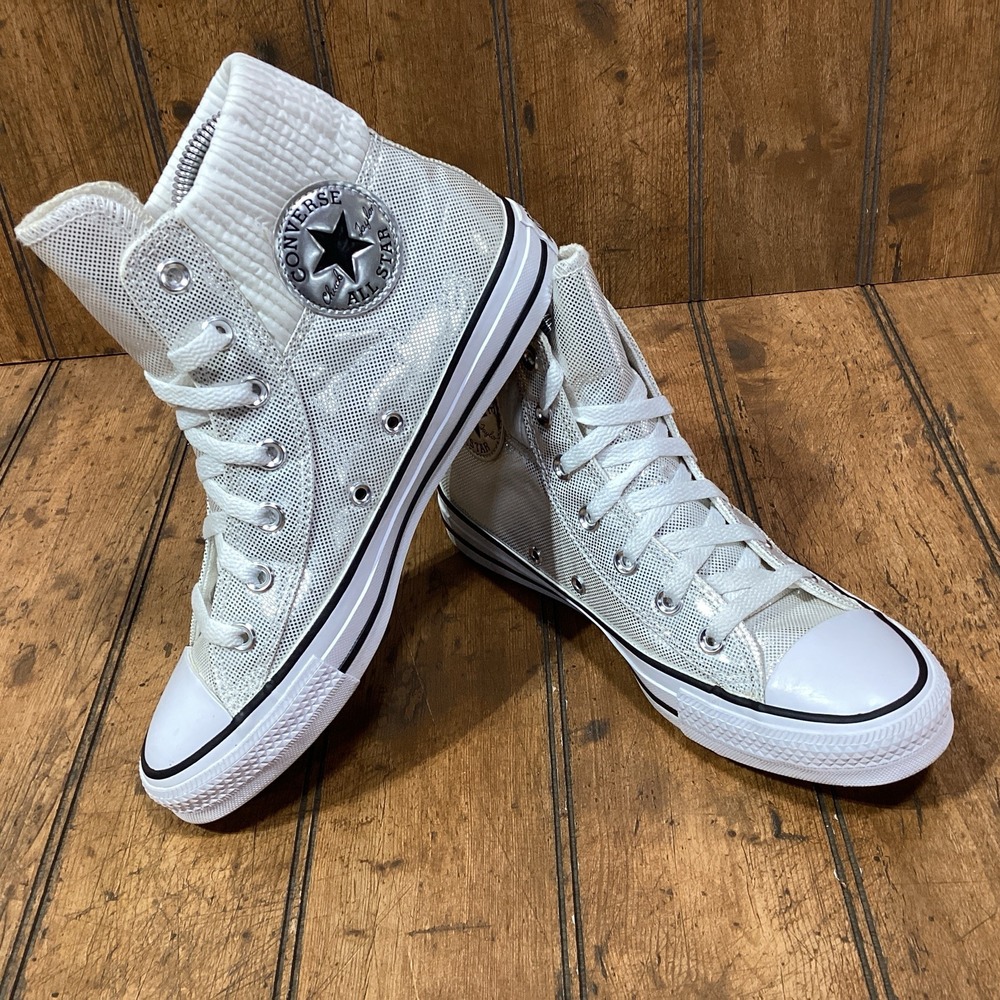Converse Style 569410C CTAS Padded Collar White/Silver Sneakers Women's Size 8